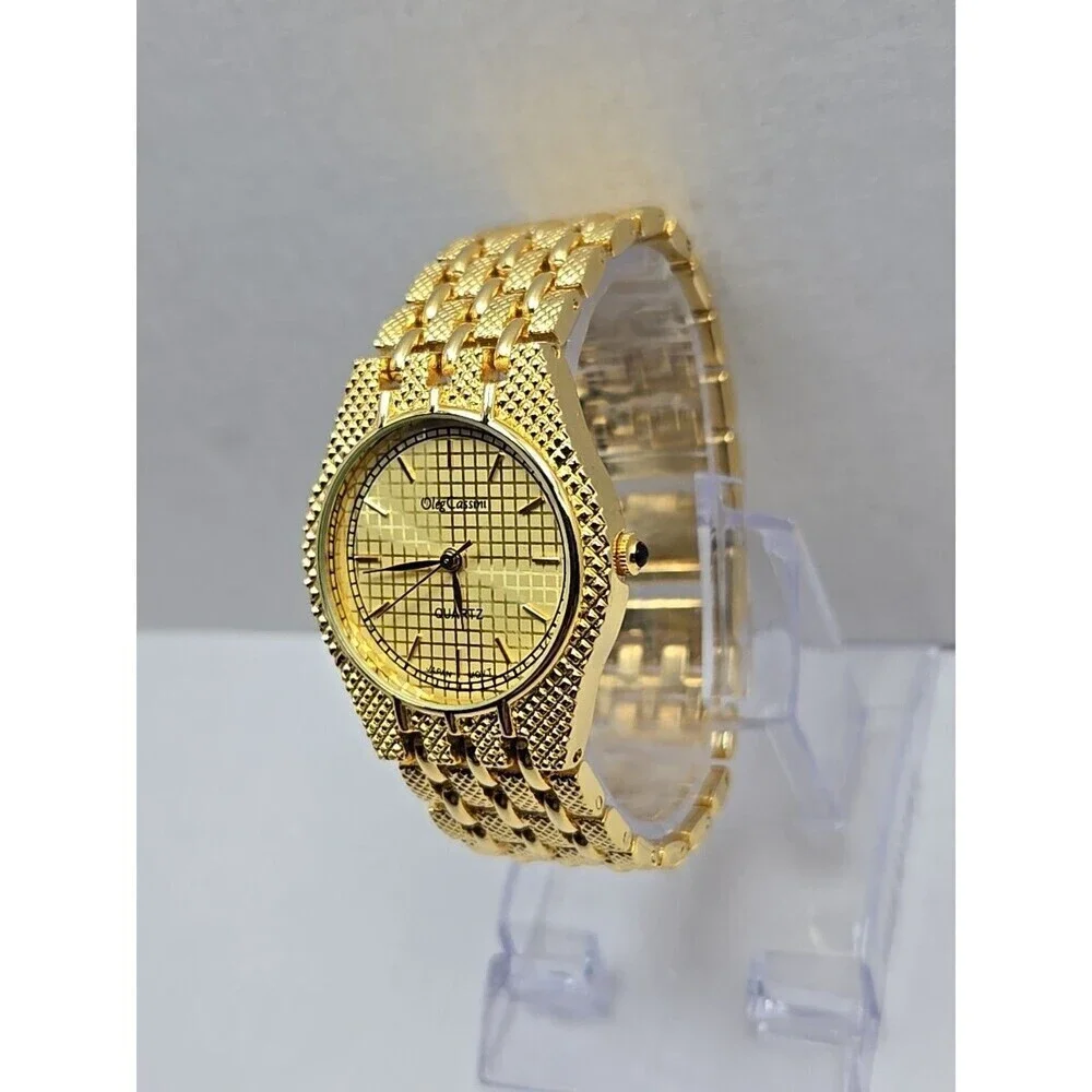 Oleg Cassini Womens Quartz Watch Gold Tone Mesh Bracelet Japan Movt New Battery